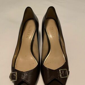 Ralph Lauren Dark Brown Leather Heels